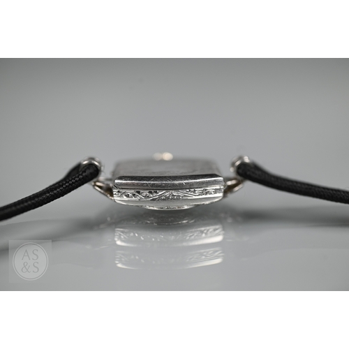 293 - An Art Deco platinum and diamond ladies cocktail watch, the Swiss MGM movement with circular Arabic ... 