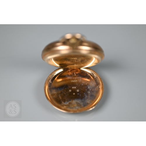 294 - A Swiss Dennison 9ct gold cased pocket watch with thirty minute stopwatch, movement free but not run... 