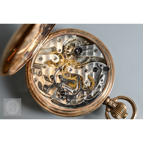 294 - A Swiss Dennison 9ct gold cased pocket watch with thirty minute stopwatch, movement free but not run... 