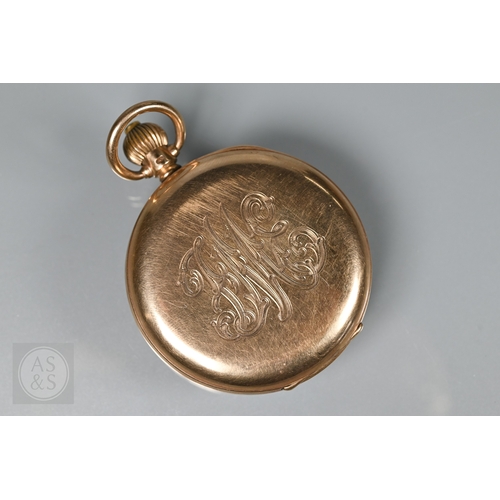 294 - A Swiss Dennison 9ct gold cased pocket watch with thirty minute stopwatch, movement free but not run... 