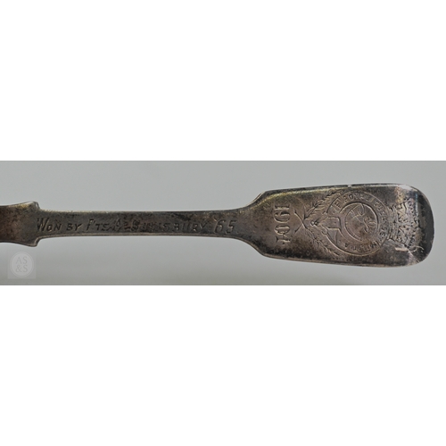 30 - Amanda Birkett (b. 1957), a silver cabinet spoon with twist stem, London 2004, 23cm long, to/w an Ed... 