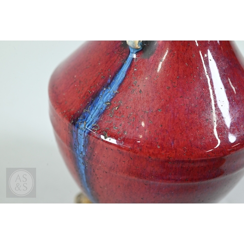 310 - A rare Chinese flambe glazed hu-form vase, Qianlong six-character imperial zhuanshu seal mark and of... 