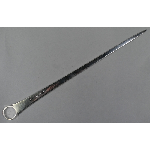 33 - WITHDRAWN A George III silver meat skewer, Hester Bateman, London 1784, 2.2ozt (69g), 30cm long