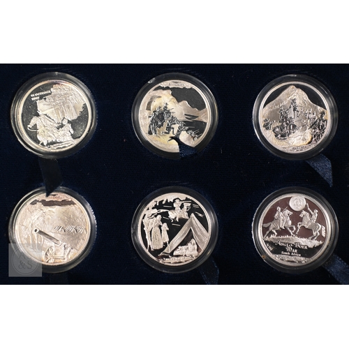 40 - South Africa Mint: a cased set of six .999 grade silver proof quality commemorative medallions, Boer... 