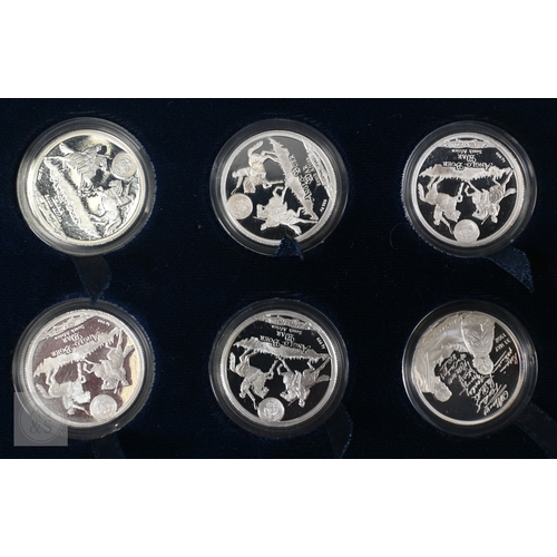 40 - South Africa Mint: a cased set of six .999 grade silver proof quality commemorative medallions, Boer... 