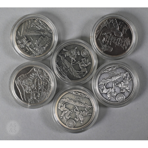 40 - South Africa Mint: a cased set of six .999 grade silver proof quality commemorative medallions, Boer... 