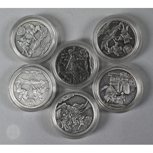 40 - South Africa Mint: a cased set of six .999 grade silver proof quality commemorative medallions, Boer... 