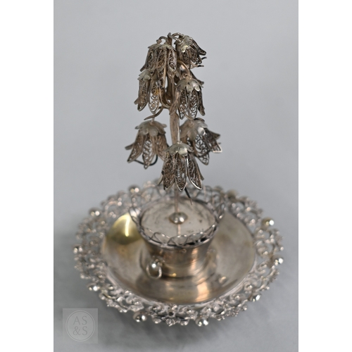 42 - An antique Austro-Hungarian 13 lothige (.812 grade) novelty musical flower arrangement with clockwor... 