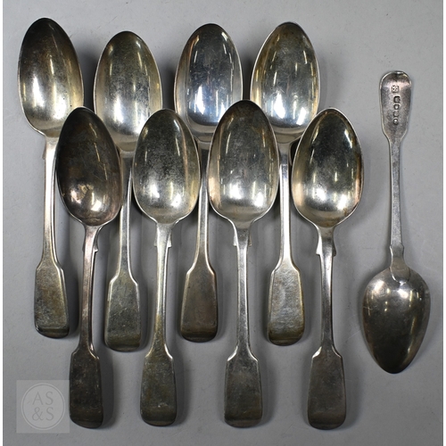 72 - A matched set of Georgian and later fiddle pattern flatware, comprising twelve each table forks and ... 