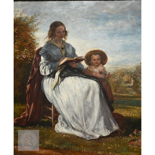 500 - Charles West Cope RA (1811-90) - 'Mother and child' reading in a summer garden, oil on canvas, 60 x ... 