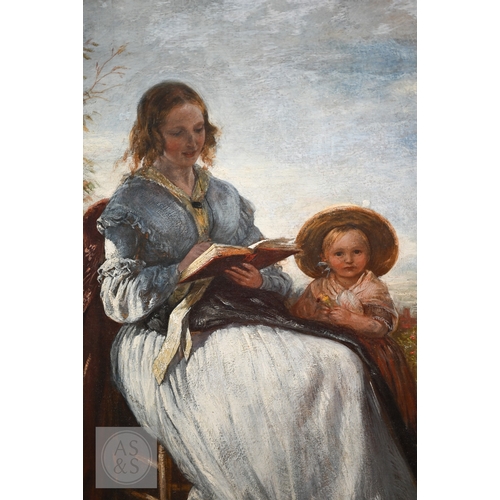 500 - Charles West Cope RA (1811-90) - 'Mother and child' reading in a summer garden, oil on canvas, 60 x ... 