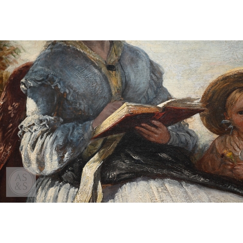 500 - Charles West Cope RA (1811-90) - 'Mother and child' reading in a summer garden, oil on canvas, 60 x ... 