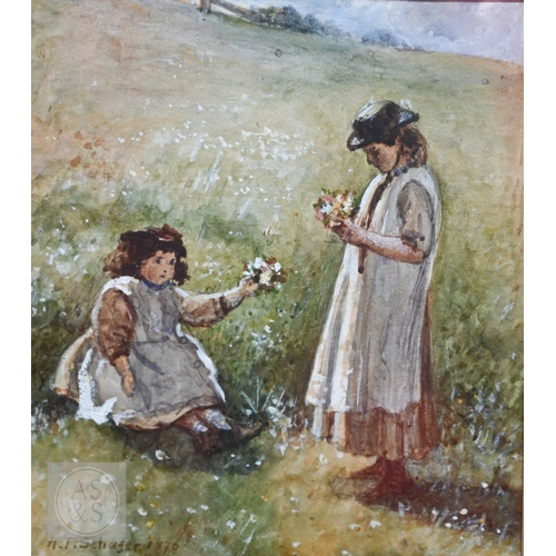 501 - Henry Thomas Schafer (1833-1916) - 'Wild Flowers', watercolour sketch from nature, signed and dated ... 