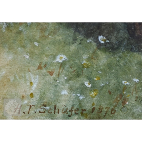 501 - Henry Thomas Schafer (1833-1916) - 'Wild Flowers', watercolour sketch from nature, signed and dated ... 