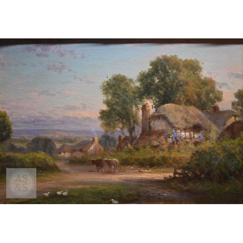 505 - H Maidment - A rural view on a summers evening, oil on panel, signed lower left, 23 x 33 cm