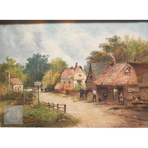 506 - A H Vickers (1834-1919) - The old inn at Melford near Ipswich, oil on canvas, signed and dated 1911 ... 