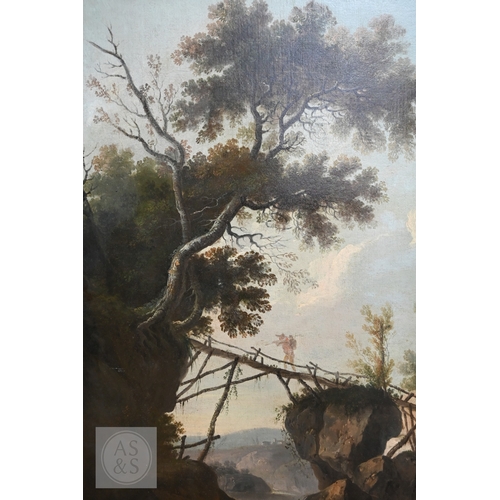 511 - Manner of Nicolaes Berchem - An extensive 19th century Italianate landscape with travellers beside a... 