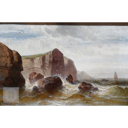 512 - Theodore Weber (1838-1907) - A coastal seascape, signed and dated 1861 lower left, 29 x 44 cm