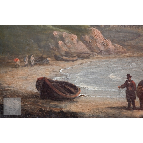 514 - 19th century English School - 'Studland Bay, Dorchester', oil on panel, titled verso, 22 x 29 cm