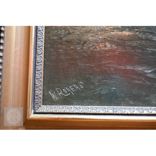 516 - W Rogers (act 1842-83) - A pair of extensive marine views, oil on canvas, signed, 48 x 73 cm (2) rel... 