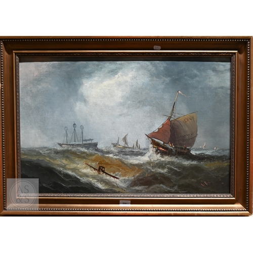 516 - W Rogers (act 1842-83) - A pair of extensive marine views, oil on canvas, signed, 48 x 73 cm (2) rel... 