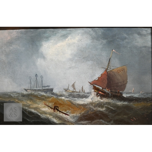 516 - W Rogers (act 1842-83) - A pair of extensive marine views, oil on canvas, signed, 48 x 73 cm (2) rel... 
