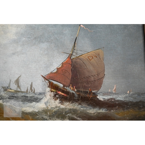 516 - W Rogers (act 1842-83) - A pair of extensive marine views, oil on canvas, signed, 48 x 73 cm (2) rel... 