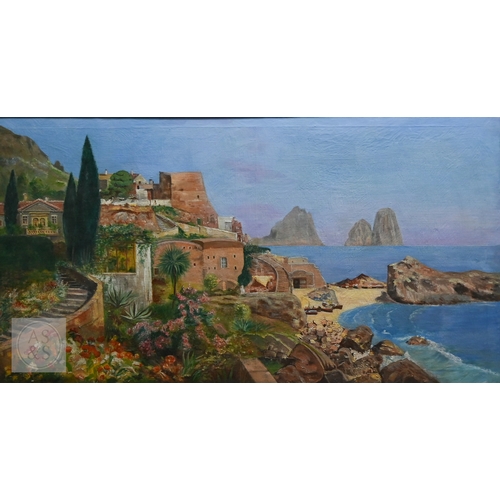 525 - Alois Arnegger (1879-1963) - The Island of Capri, oil on canvas, signed lower left, 60 x 112 cm