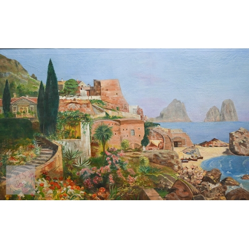 525 - Alois Arnegger (1879-1963) - The Island of Capri, oil on canvas, signed lower left, 60 x 112 cm