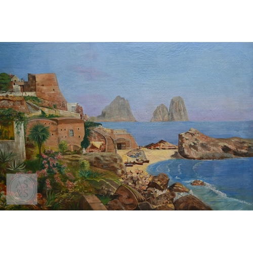 525 - Alois Arnegger (1879-1963) - The Island of Capri, oil on canvas, signed lower left, 60 x 112 cm