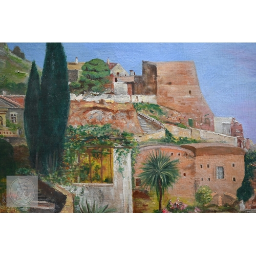 525 - Alois Arnegger (1879-1963) - The Island of Capri, oil on canvas, signed lower left, 60 x 112 cm