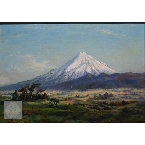 526 - Bernard Aris (1887-1977) - View of Mount Egmont, New Zealand, oil on board, signed and dated 1948 lo... 