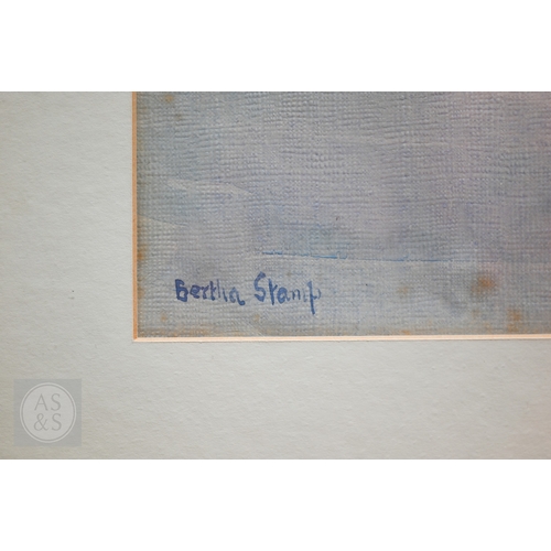 527 - Bertha Stamp - Sailing boats in a harbour, watercolour, signed lower left, 50 x 35 cm
