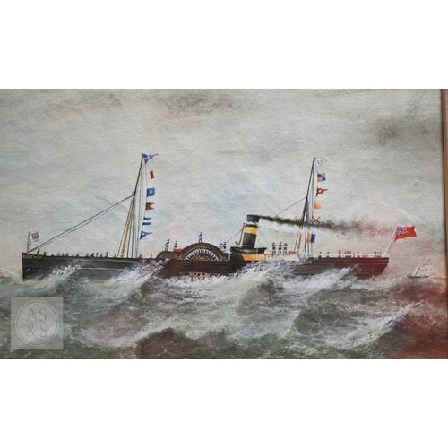 528 - Edgar Wesson - Steam boat with two masts, watercolour, signed lower left, 16 x 25 cm