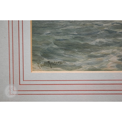 529 - Robert Anderson - Fishing boats off the Kent coast, watercolour, signed lower left, 17 x 34 cm (2)
