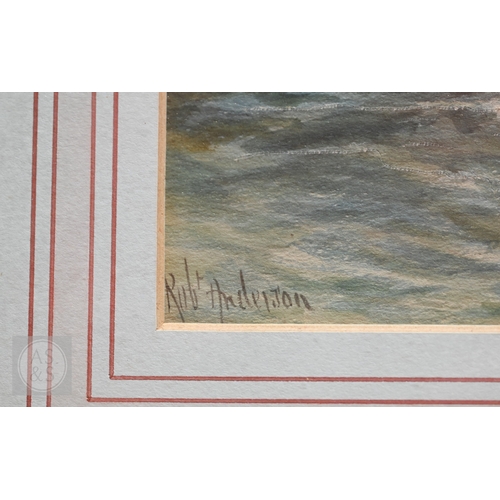 529 - Robert Anderson - Fishing boats off the Kent coast, watercolour, signed lower left, 17 x 34 cm (2)
