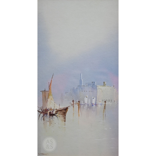 530 - J C Wren - A Cornish harbour, watercolour, signed lower right, 16 x 34 cm; E Miller - Tangiers, wate... 