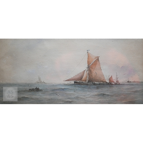 531 - R Markes - Marine view, watercolour, signed lower left, 18 x 36.5 cm; Aubrey Ramus (1895-1950) - Fis... 