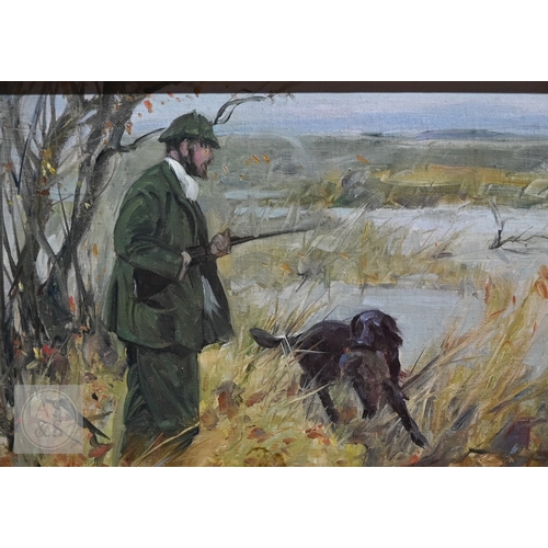 538 - G D Armour (1864-1949) - Duck shooting, oil on panel, signed with initials, 25.5 x 35.5 cm
