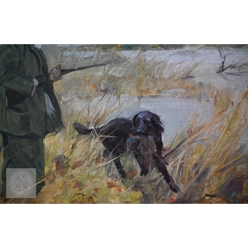 538 - G D Armour (1864-1949) - Duck shooting, oil on panel, signed with initials, 25.5 x 35.5 cm