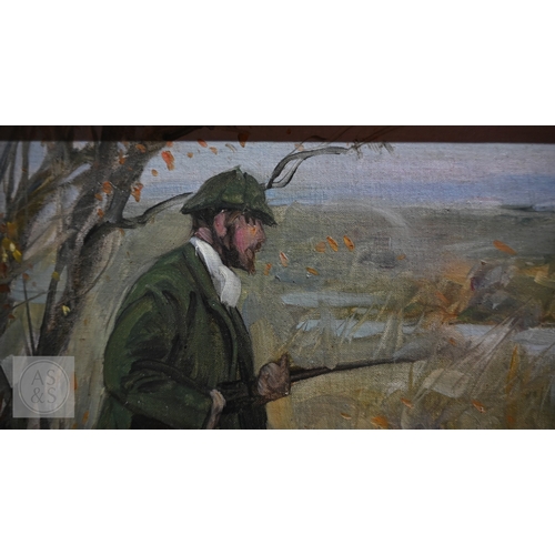 538 - G D Armour (1864-1949) - Duck shooting, oil on panel, signed with initials, 25.5 x 35.5 cm