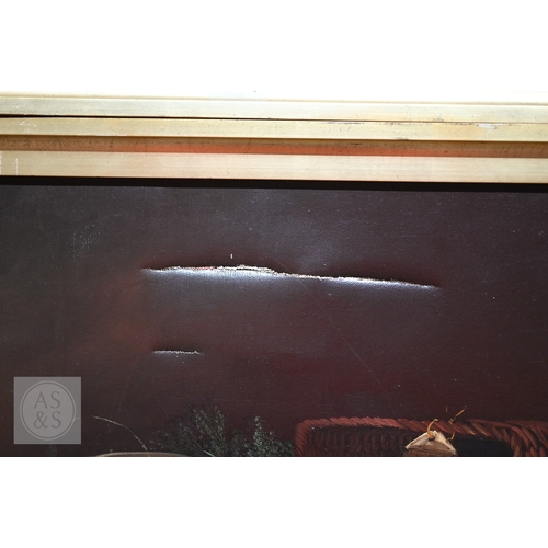 543 - J B Russell - Two - Study of trout and pheasants, oil on canvas, signed lower left, 36 x 61 cm (2) P... 