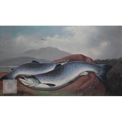 543 - J B Russell - Two - Study of trout and pheasants, oil on canvas, signed lower left, 36 x 61 cm (2) P... 