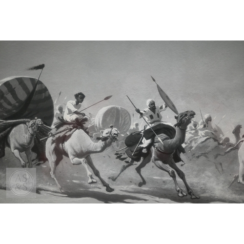 545 - R Talbot Kelly (1861-1934) - 'The Flight of the Khalifa', en grisaille gouache, signed and dated 189... 