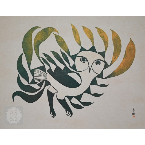 550 - Kenojuak Ashevak (1927-2013) - 'Sun Owl', 1963, stonecut print in colours, signed, 25.5 x 32 cm&nbsp... 