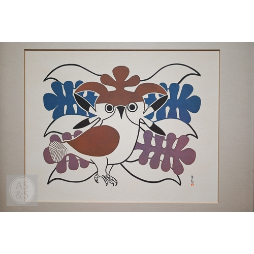 552 - Kenojuak Ashevak (1927-2013) - 'Sentinel Owl', 1971, stonecut print in colours, signed, 25.5 x 32 cm... 