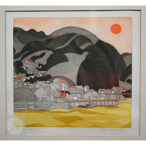 553 - John Brunsdon (1933-2014) - 'Barmouth', ltd ed  aquatint numbered 41/150, pencil signed, 29 x 31 cm ... 