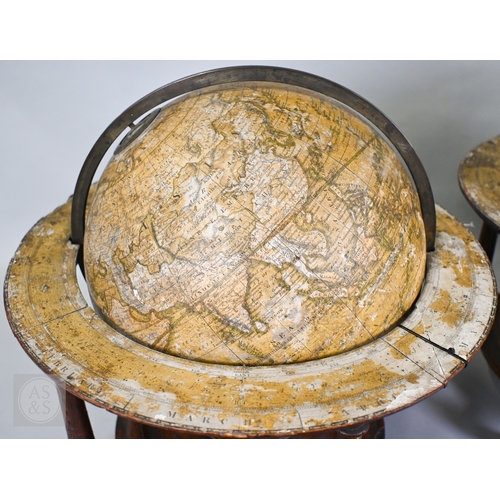 698 - A scarce pair of large George III terrestrial and celestial table top library globes by John Newton,... 