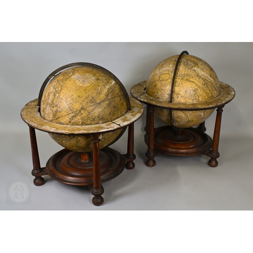 698 - A scarce pair of large George III terrestrial and celestial table top library globes by John Newton,... 