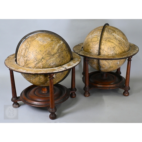 698 - A scarce pair of large George III terrestrial and celestial table top library globes by John Newton,... 